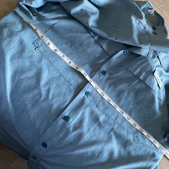 HABIT blue green teal check long sleeve outdoor UV fishing hiking M - Picture 5 of 5